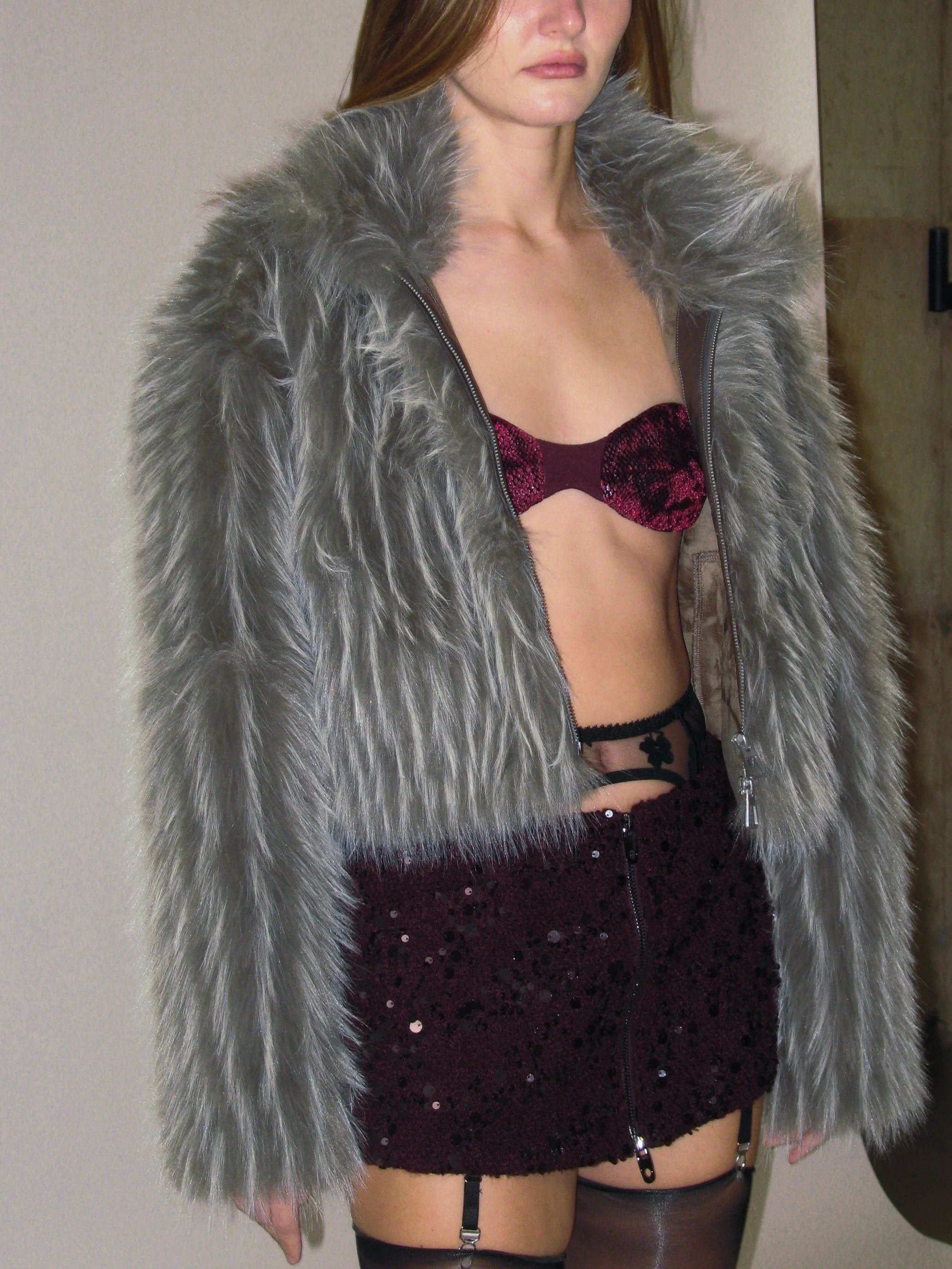 Velvet Dot Bandeau Top/ Wine Red (With Positioning Brooch) - Image 5