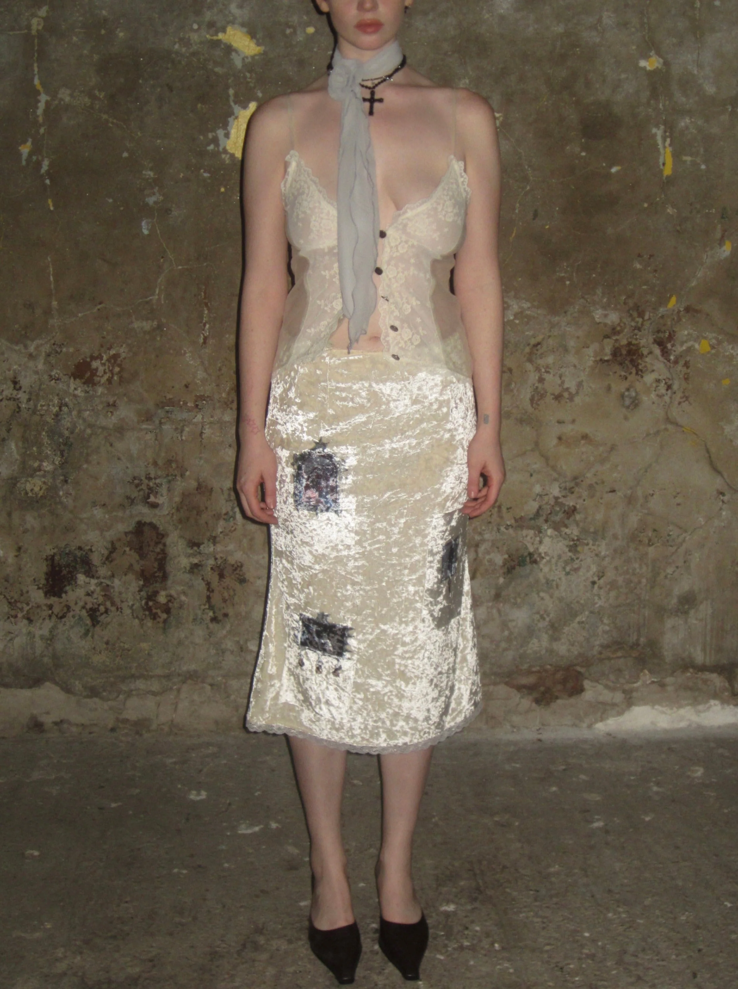 Velvet Printed Midi Skirt - Image 3